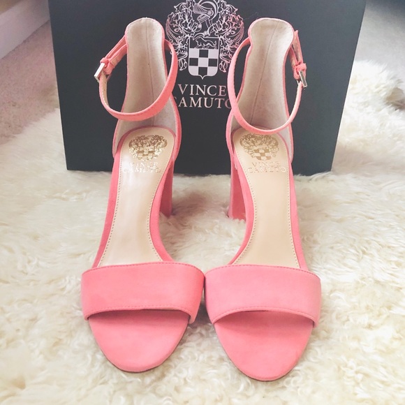 NIB VINCE CAMUTO Corlina Ankle Strap Suede Sandal Heels Pink - Picture 9 of 9